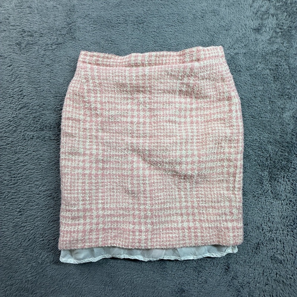 Genny Way XS Pink Tweed Mini Skirt Wool Cotton Blend Made Italy Vintage
